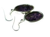 Large CHAROITE Sterling Silver 925 Gemstone Earrings - (CHER0806171)