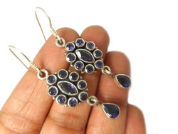 Blue IOLITE Sterling Silver 925 Gemstone Earrings