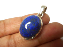 Blue Oval LAPIS LAZULI Sterling Silver 925 Gemstone Pendant 