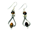 TIGER'S EYE Sterling Silver 925 Gemstone Earrings - (TEE2906171)