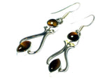 TIGER'S EYE Sterling Silver 925 Gemstone Earrings - (TEE2906171)