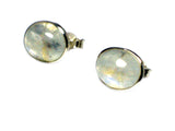 Fiery MOONSTONE Oval Shaped Sterling Silver Stud Earrings 925 - 8  x 10 mm