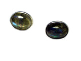 LABRADORITE Oval Shaped Sterling Silver Stud Earrings - 8 x 10 mm